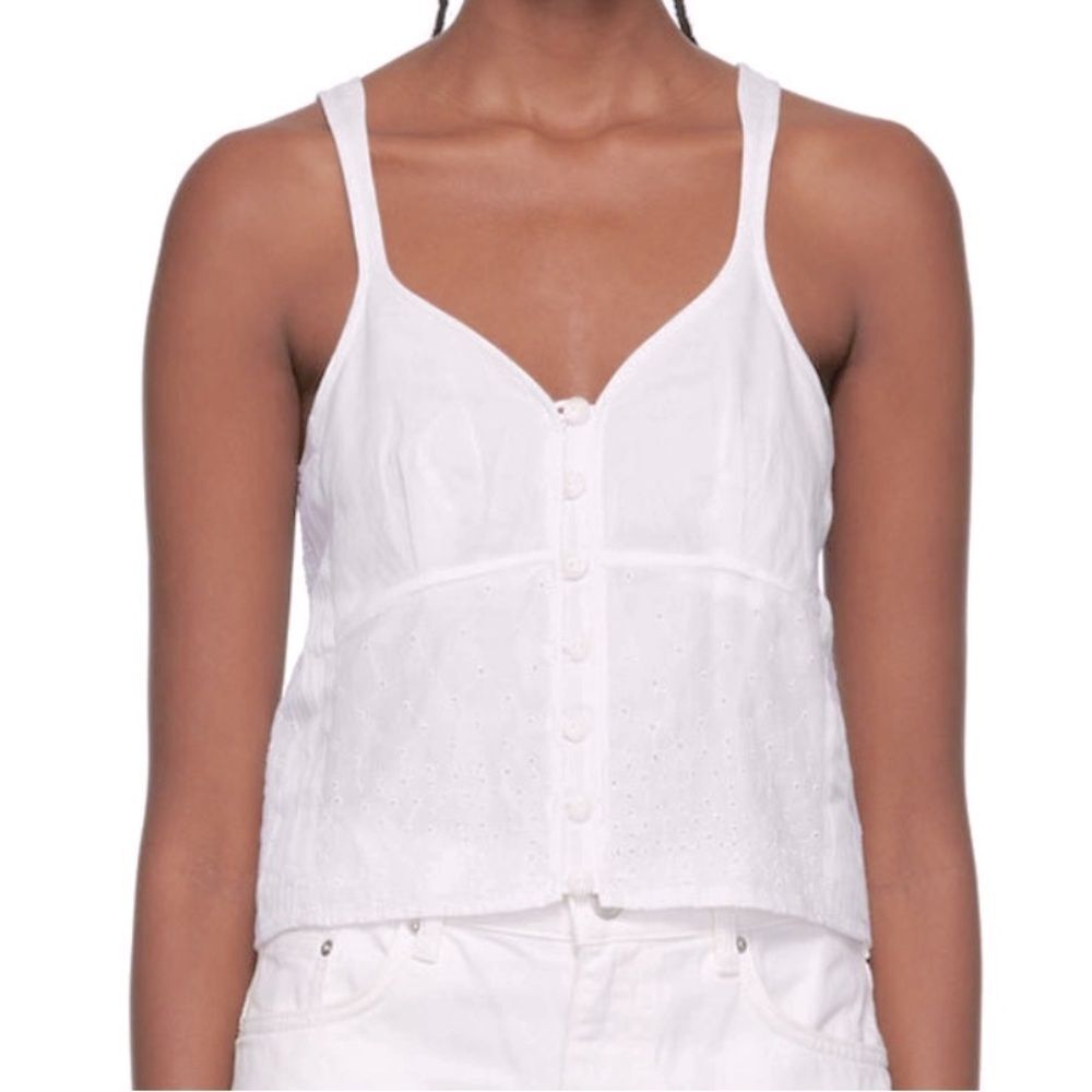 Rag & Bone White Lace Button-Up Camisole Tank Top